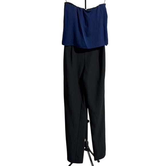 NWT Diane von Furstenberg Jumpsuit - Size 0 - Black/Navy - Strapless, Wide Leg - Picture 2 of 12